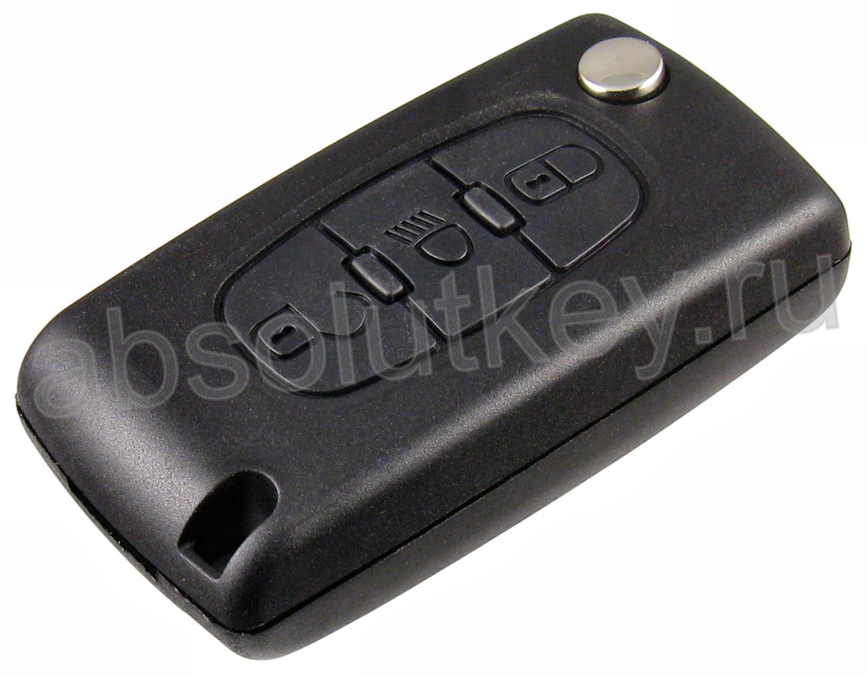 Корпус ключа для Peugeot 3 кн. фара (батарейка на плате) HU83
