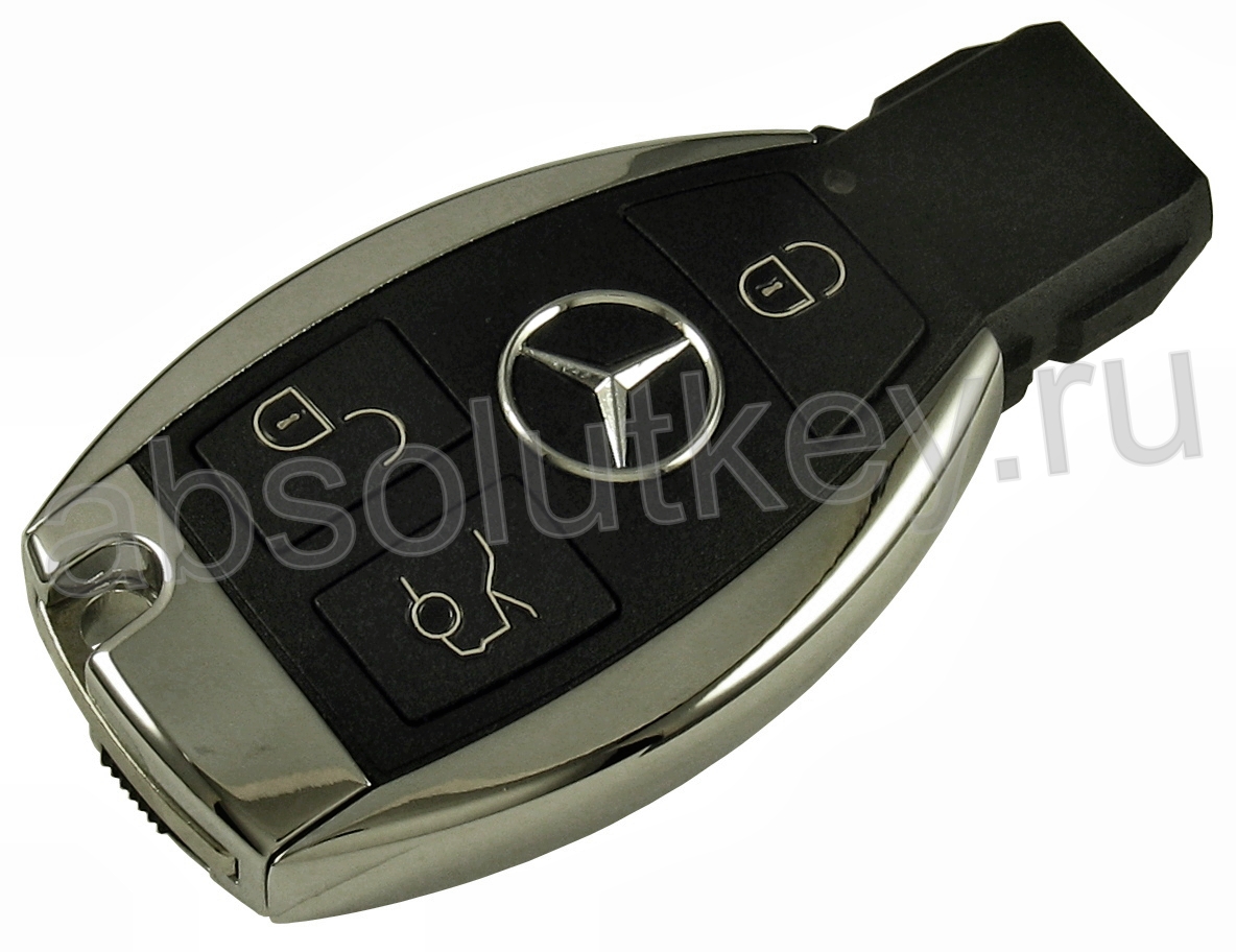 Корпус ключа для Mercedes " хром" 3 кнопки (2 батарейки)