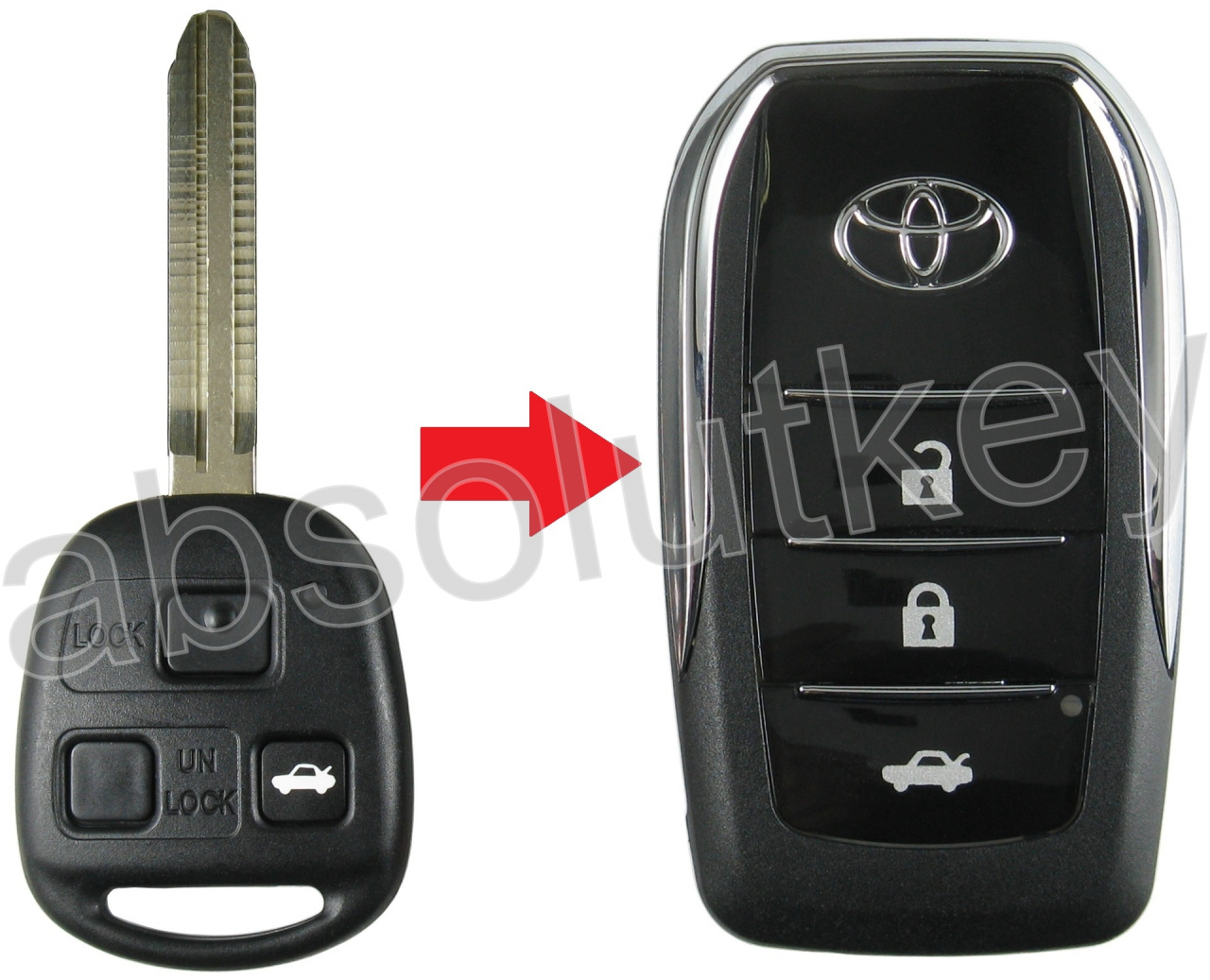 Корпус выкидного ключа для Toyota Old, 3 кн.