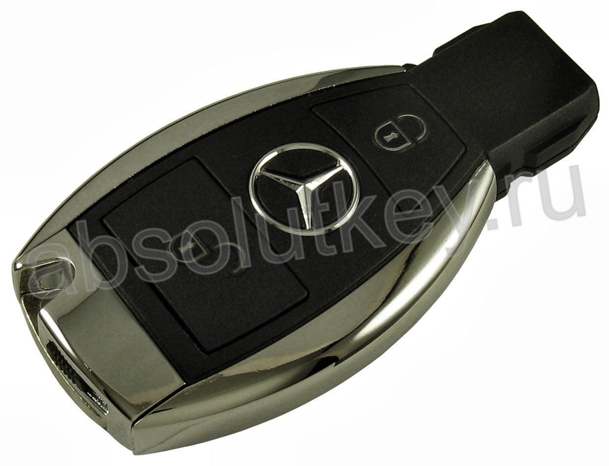 Корпус ключа для Mercedes " хром" 2 кнопки (1 батарейка)