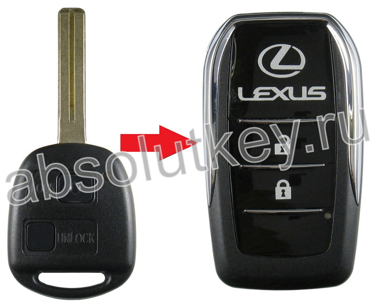 Корпус выкидного ключа для Lexus Old, 2 кн.